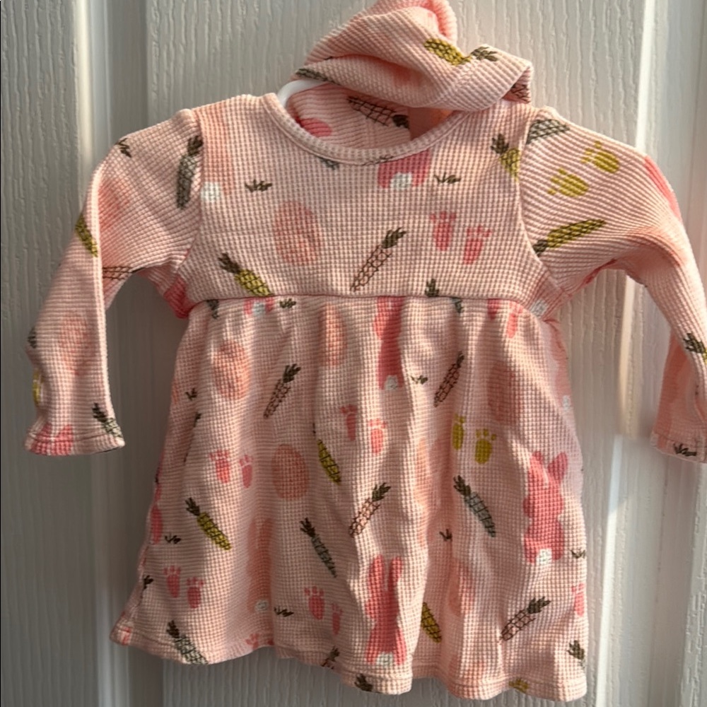 Pink Easter waffle outfit with matching diaper cover.
